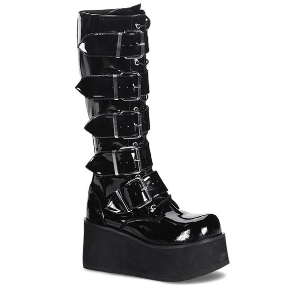 Demonia trashville 518s - Gem Demonia Trashville 518 Black Punk Rock Unisex Platform Boots